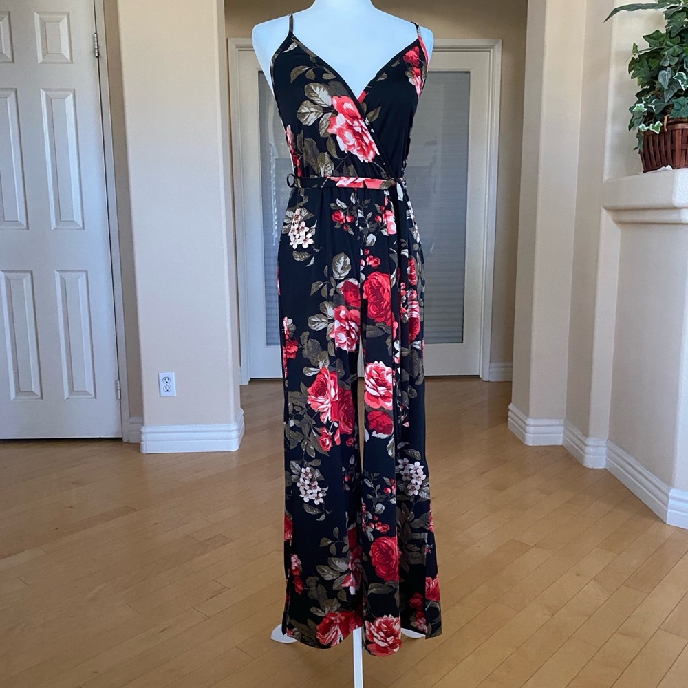 Love Chesley Jumpsuit Red and Black Floral